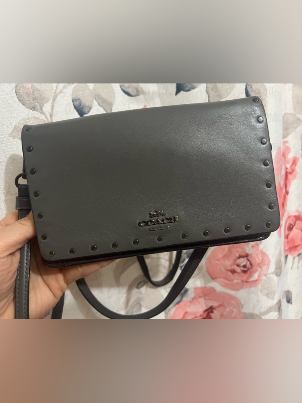 Coach Leather Crossbody with Studded Detailing